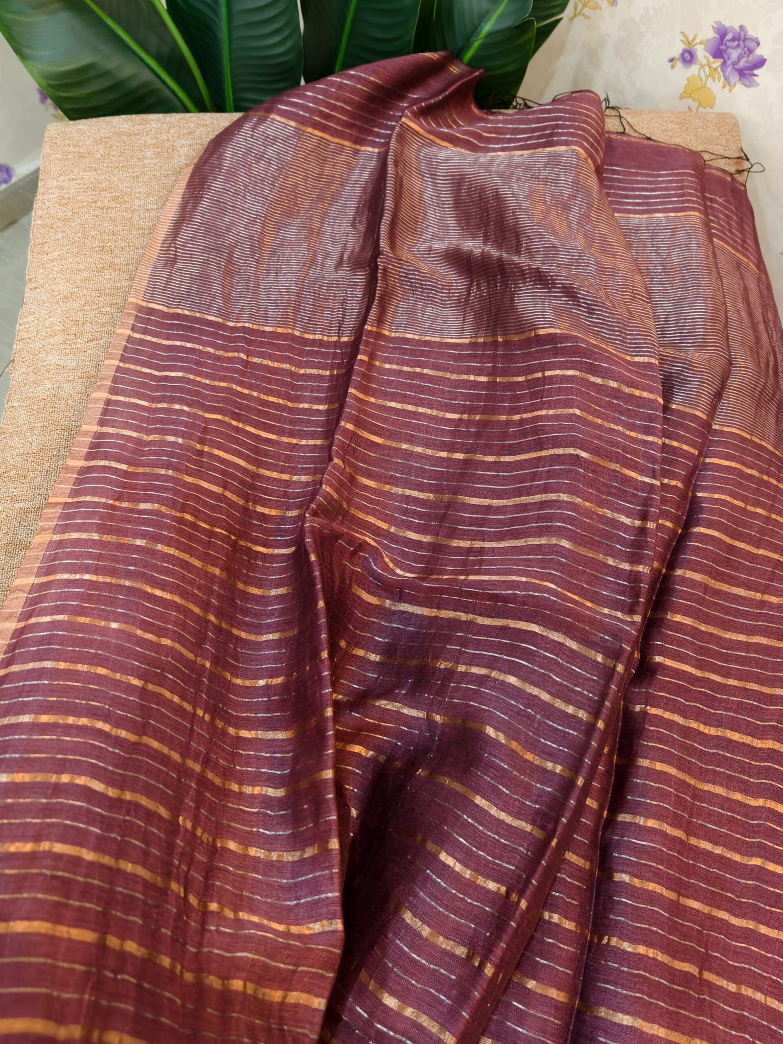 Handloom Linen Silk saree - Image 4