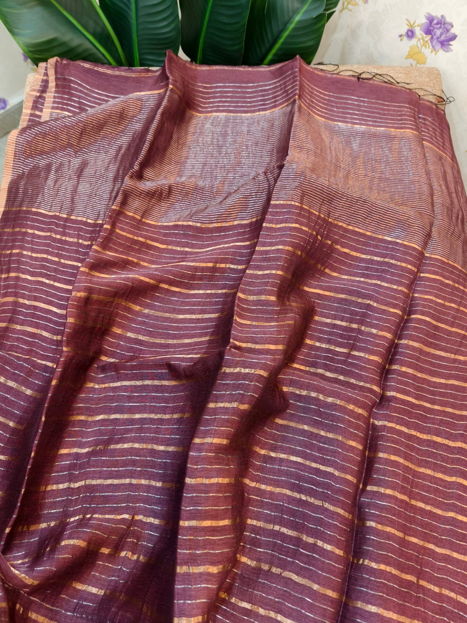 Handloom Linen Silk saree - Image 2