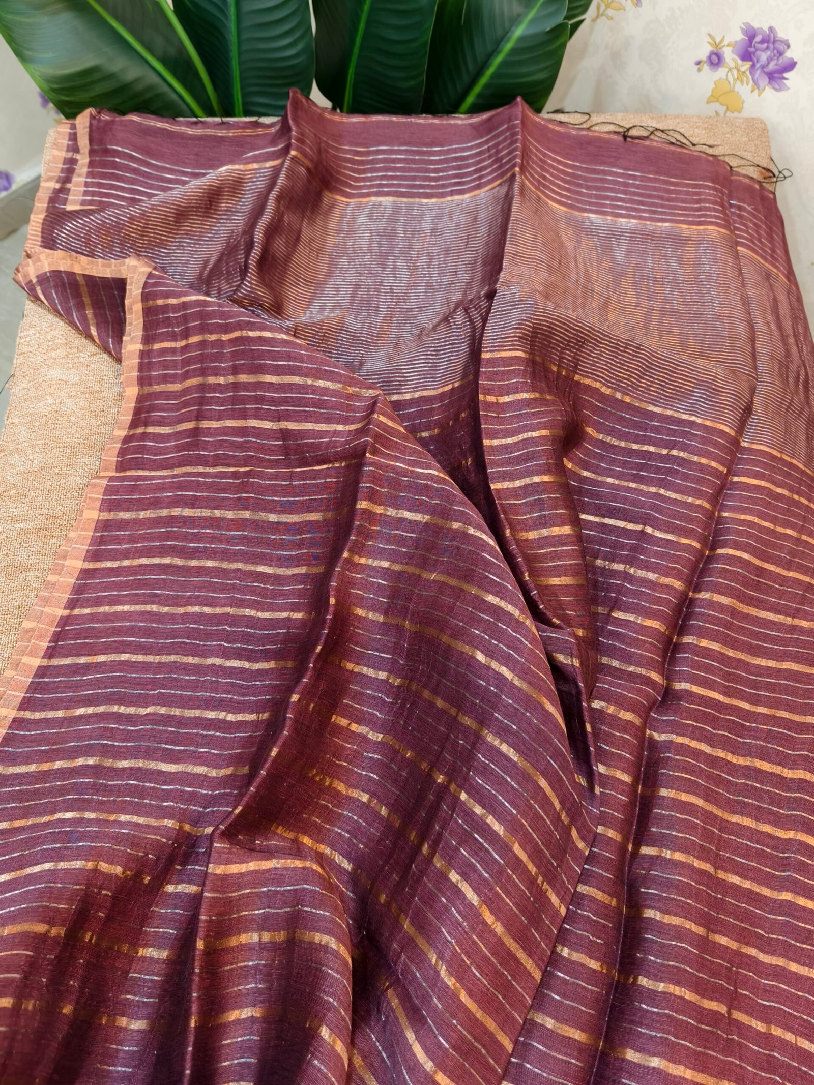 Handloom Linen Silk saree
