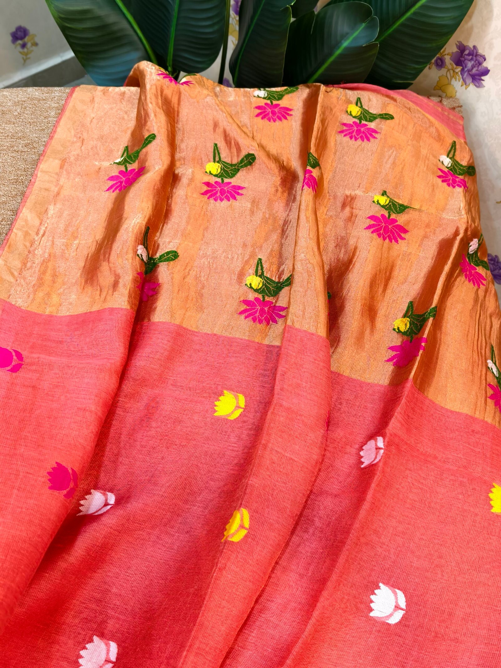 Handloom Linen Silk Tissue Jamdhani - Image 2