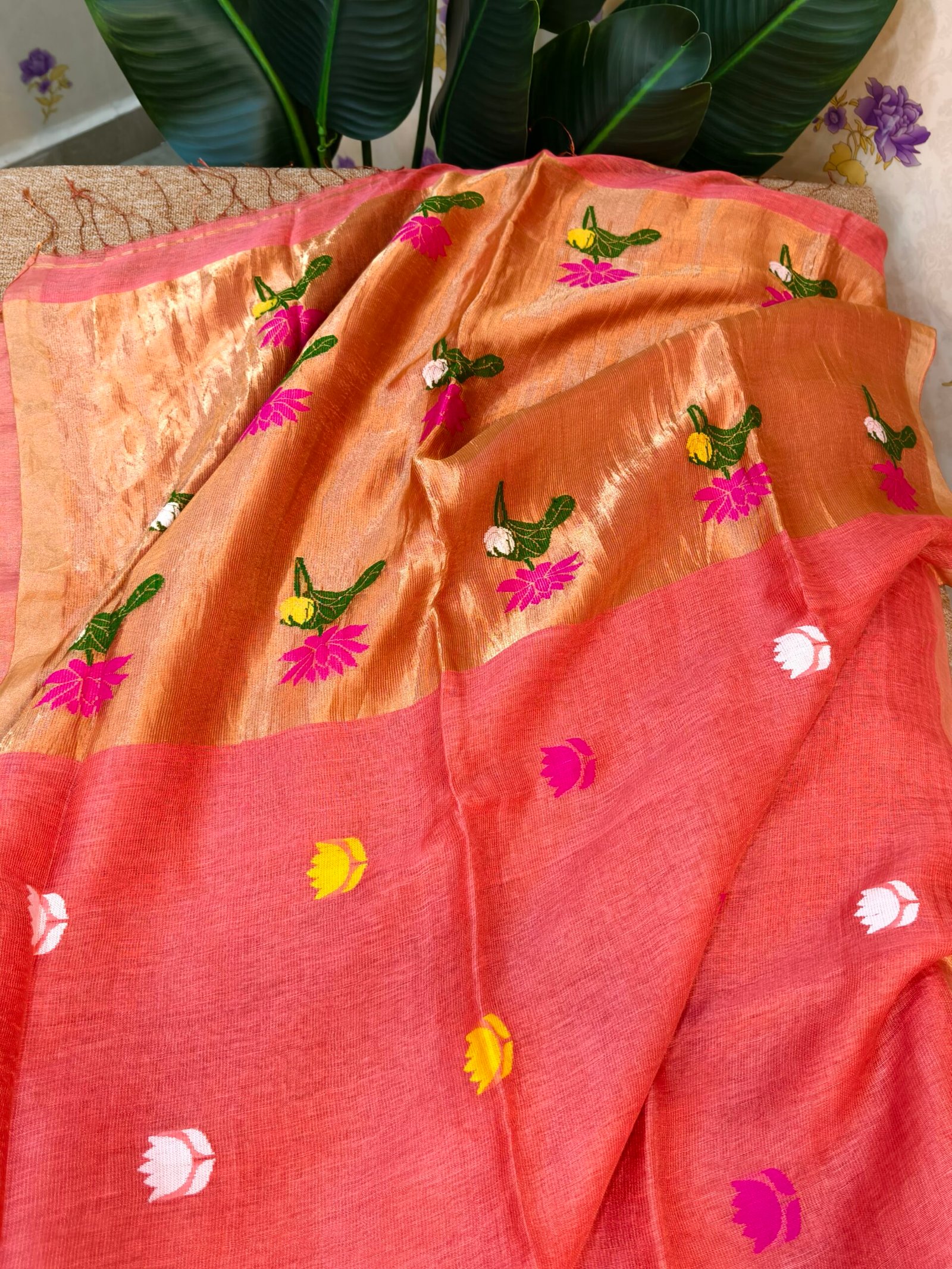 Handloom Linen Silk Tissue Jamdhani - Image 3