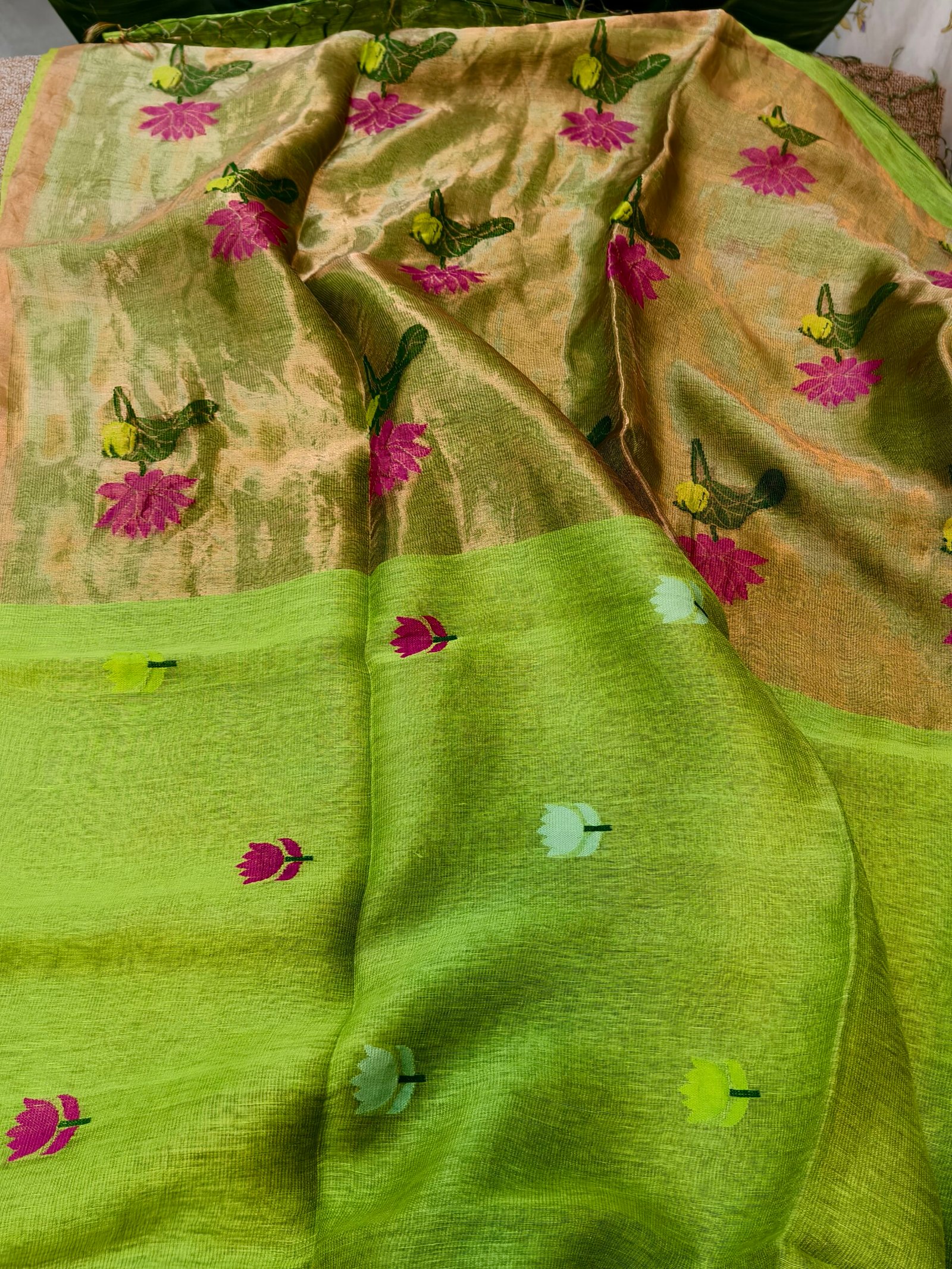 Handloom Linen Silk Tissue Jamdhani - Image 3