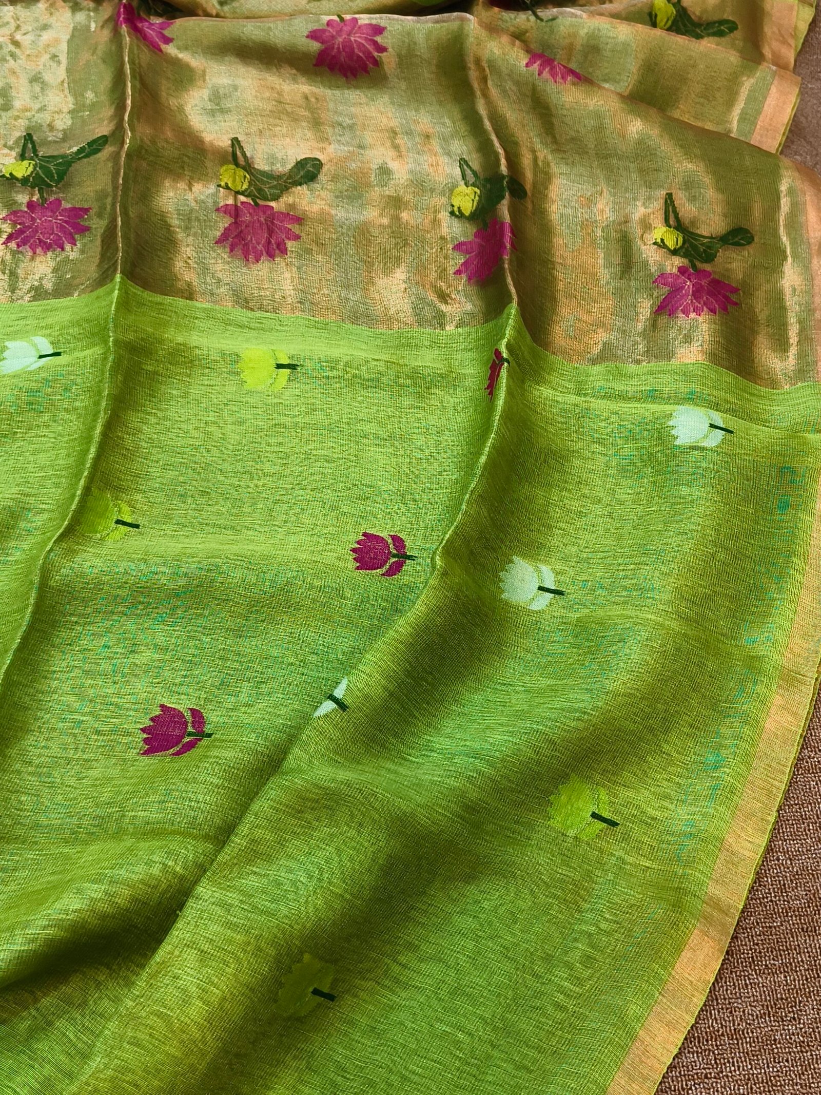 Handloom Linen Silk Tissue Jamdhani - Image 4