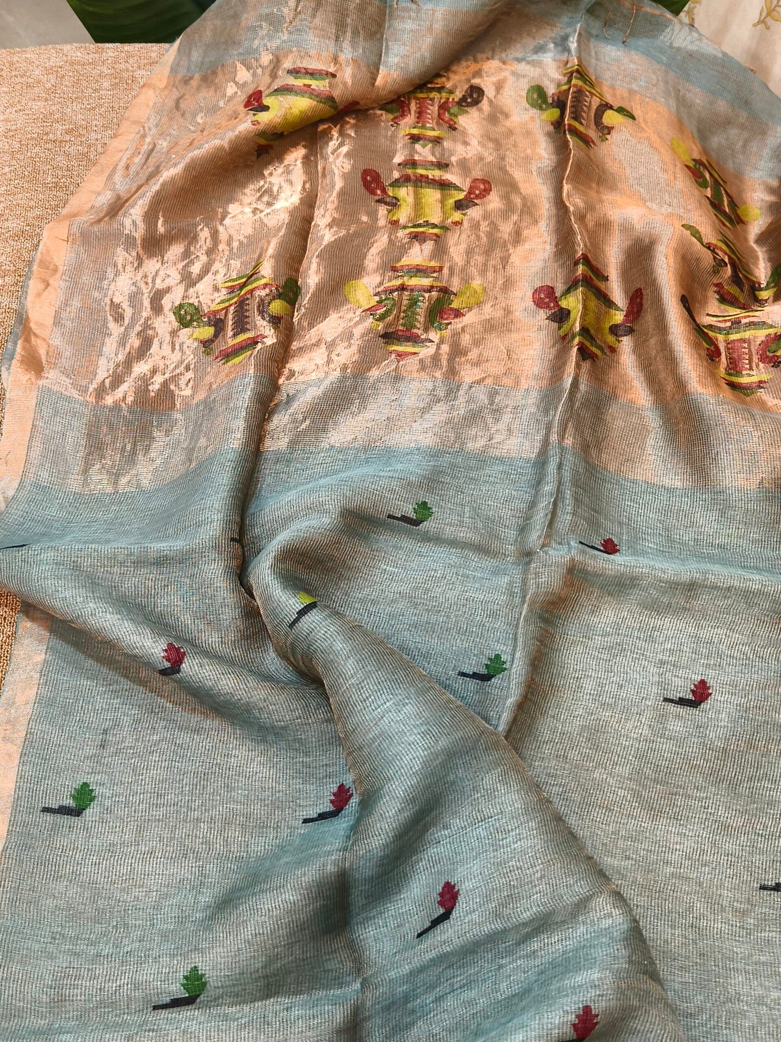 Handloom Linen Silk Tissue Jamdhani - Image 3
