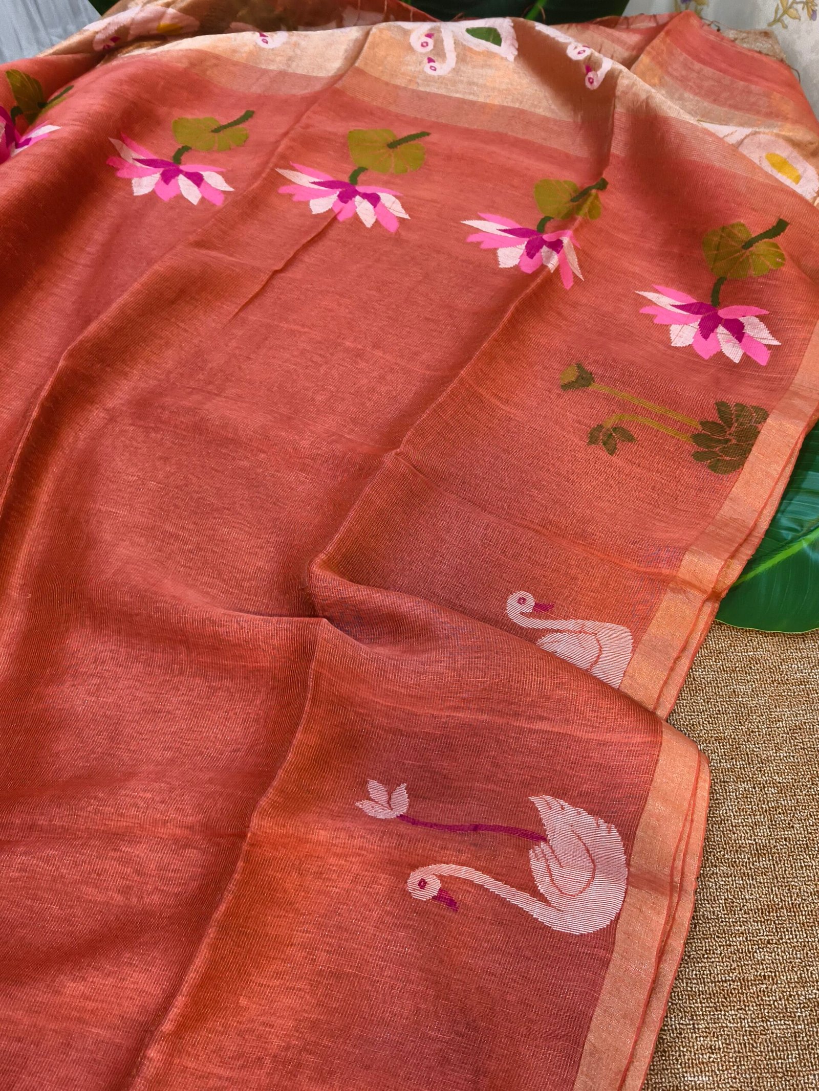 Handloom Linen Silk Tissue Jamdhani - Image 3