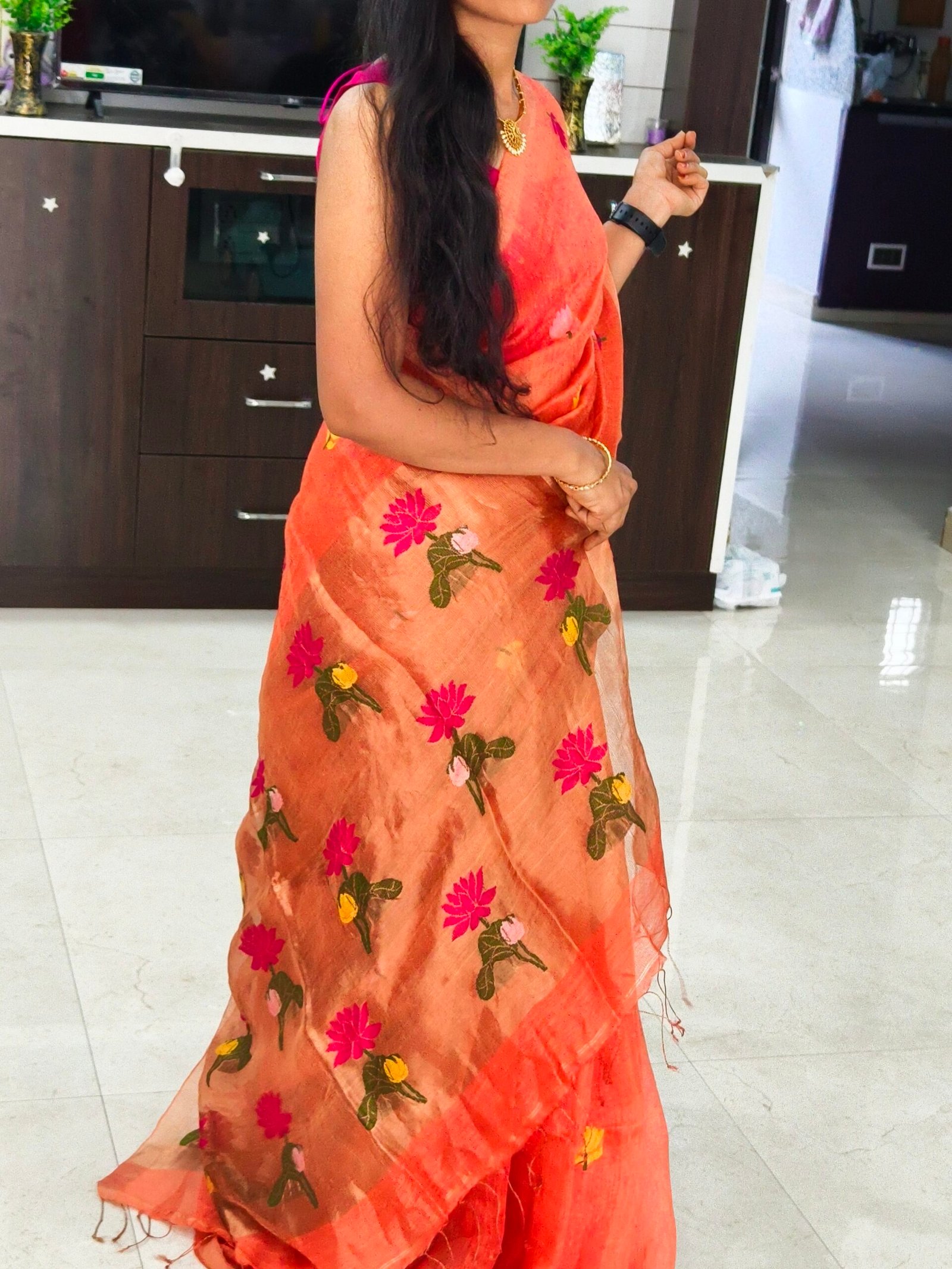Handloom Linen Silk Tissue Jamdhani