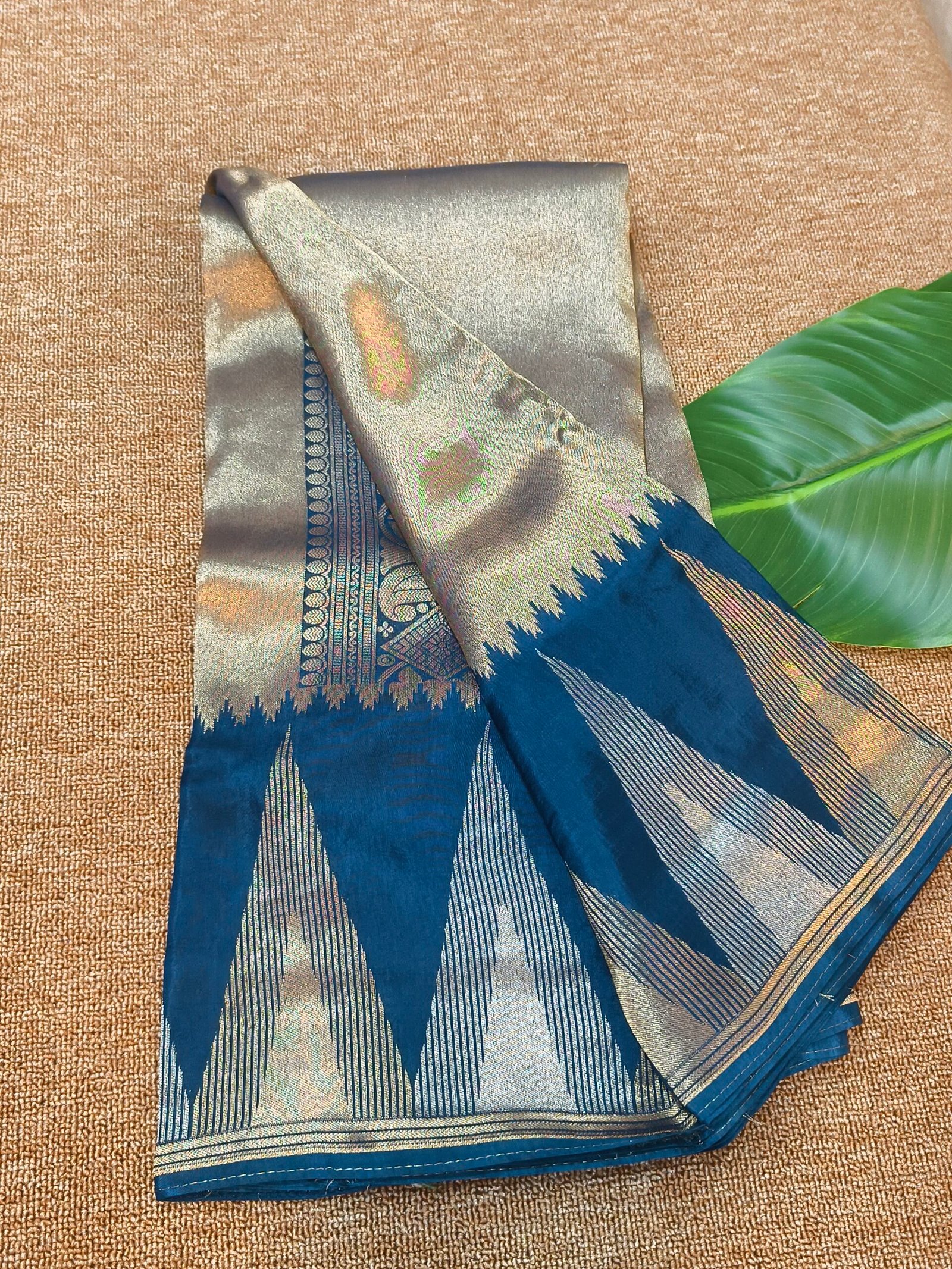 Banarasi temple border tissue saree
