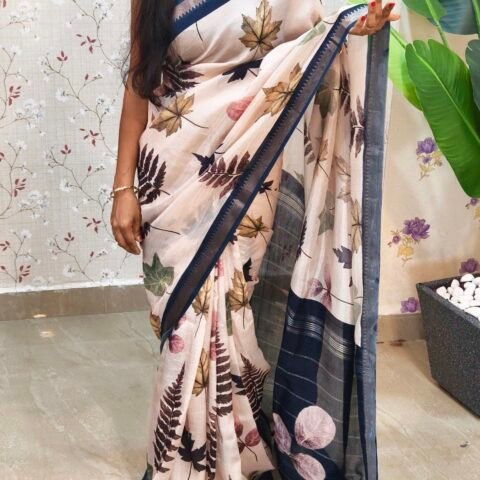 Digital printed pure mangalagiri saree