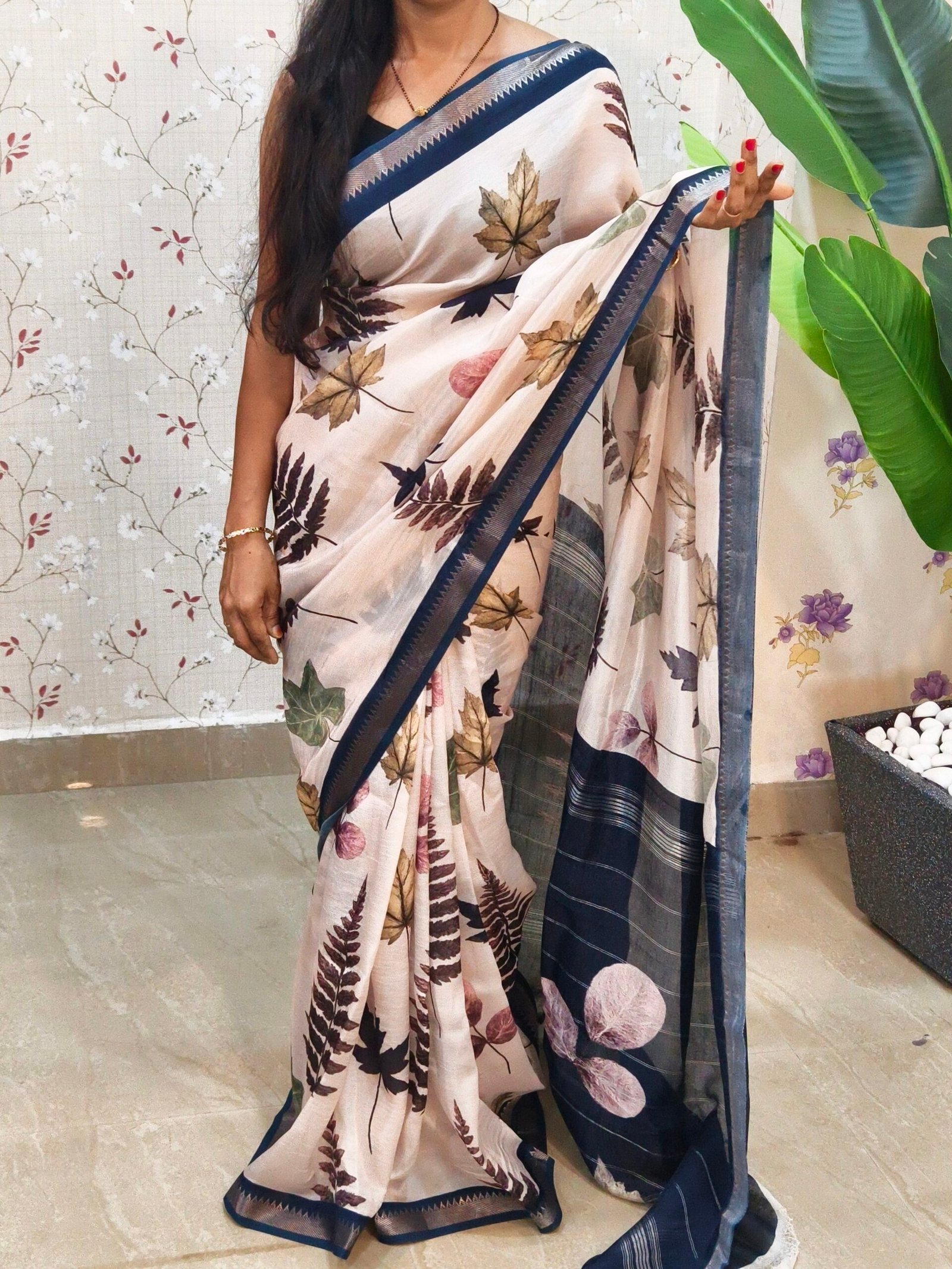 Digital printed pure mangalagiri saree