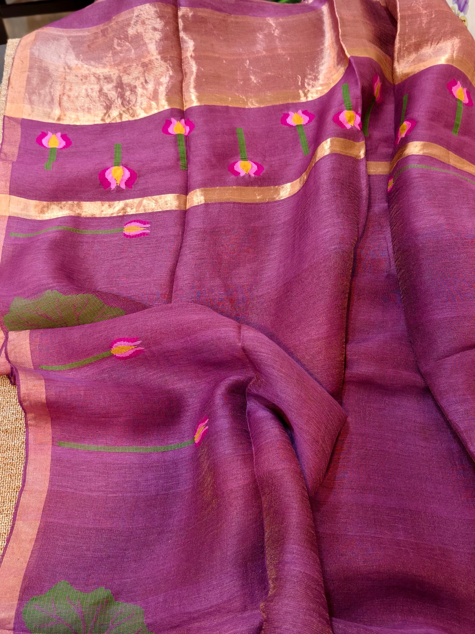 Handloom Linen Silk Tissue Jamdhani - Image 3