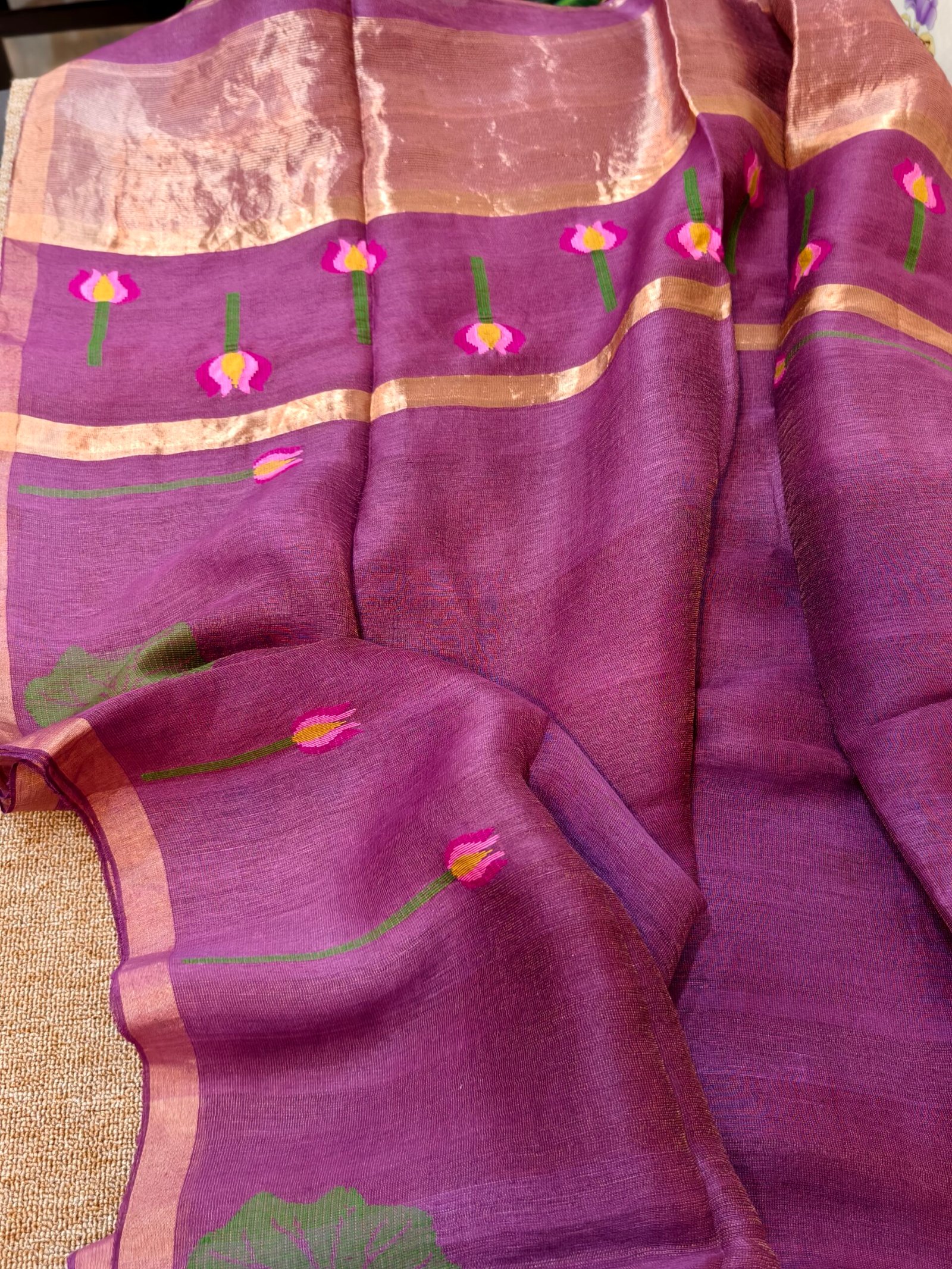 Handloom Linen Silk Tissue Jamdhani