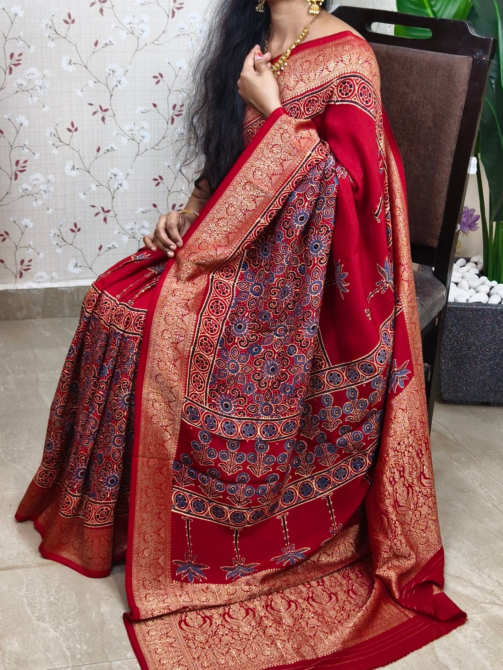Pure dola azrak saree