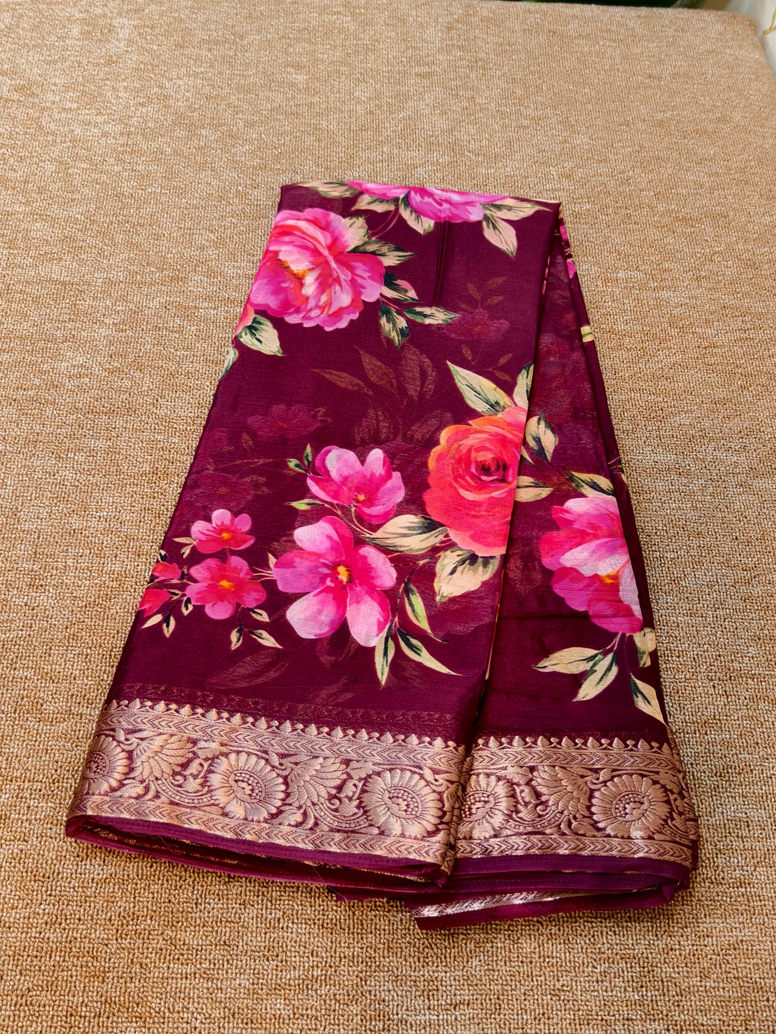 Pure Chinon digital printed saree